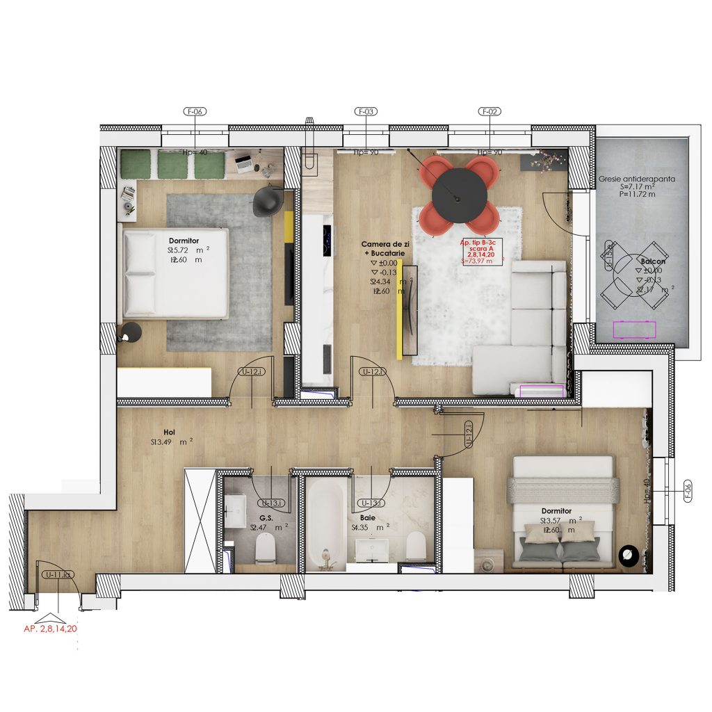 Apartament Tip 2 - 3 Camere - AP 14