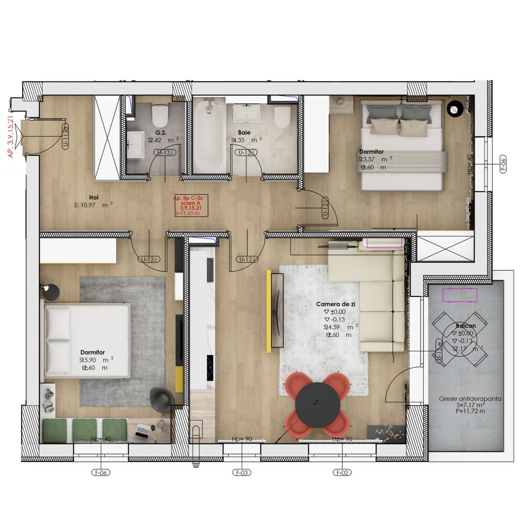 Apartament Tip 3 - 3 Camere - AP 3